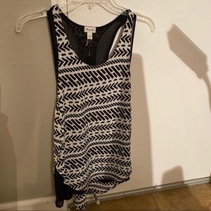 Black and white 2-layer sheer tank top